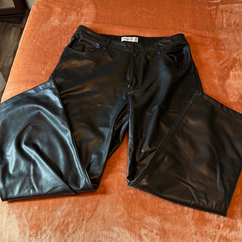 Abercrombie & Fitch Black High-Rise Vegan Leather Pants